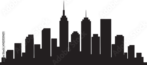 City skyline silhouette with skyscrapers and buildings