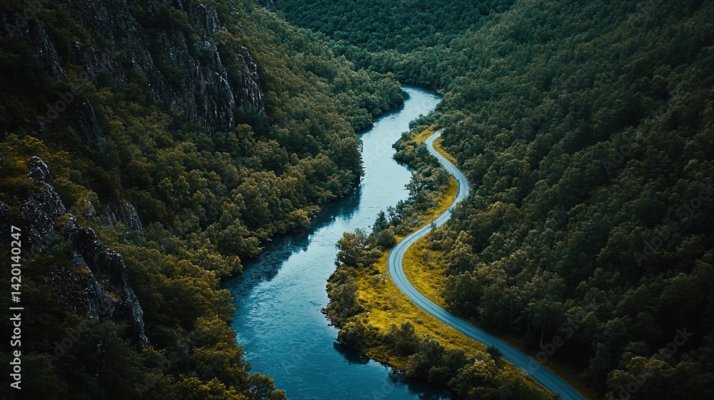 Fototapeta premium Winding Road Through a Verdant Valley