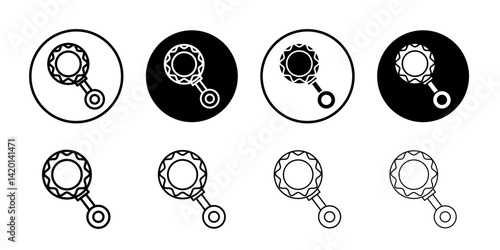 Baby rattle icon Flat simple outline set