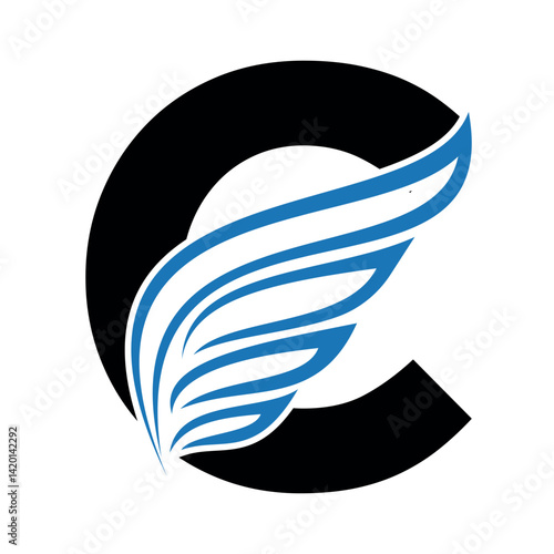 Falcon wing Logo combine with letter C vector template