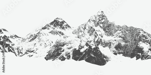 Halftone stipple effect on a mountain, for grunge punk y2k collage design, Brutalist noisy retro photocopy background with mound
