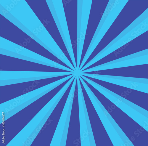 Abstract blue sun rays sunburst backdrop background. seamless retro vintage burst sunrise sunbeam element spiral striped illustration