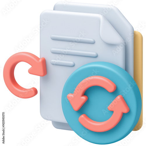 Document with arrows indicating synchronization and update process