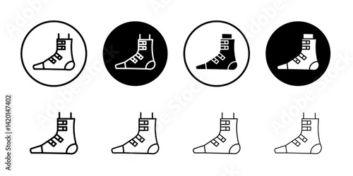 Foot splint icon Flat simple outline set