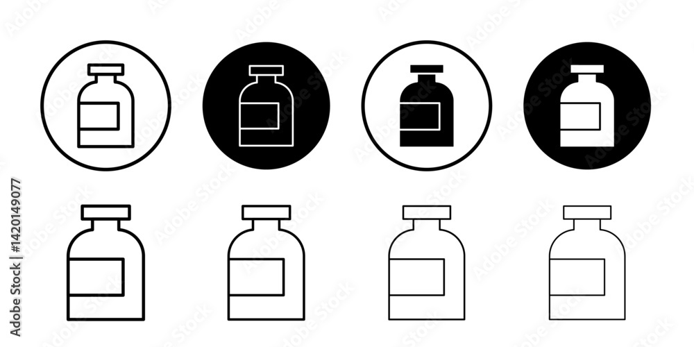 injection vial icon Flat simple outline set injection vial icon Flat simple outline set