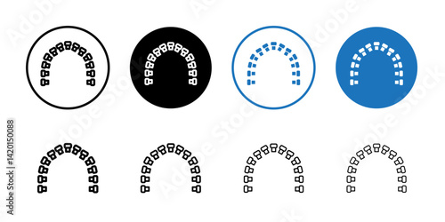 lingual braces icon Flat simple outline set