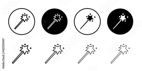 magic wand icon Flat simple outline set