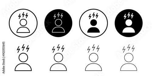 Nervous breakdown icon Flat simple outline set