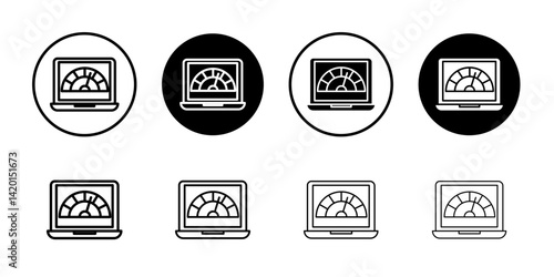 Network speed test icon Flat simple outline set
