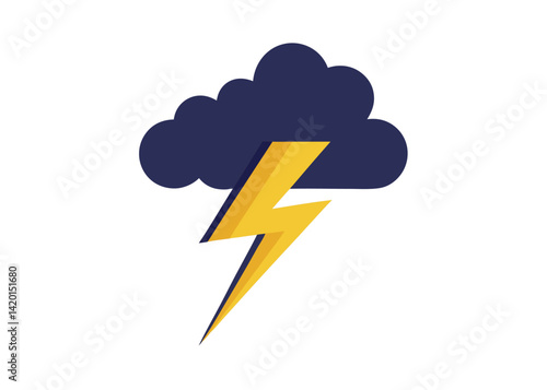 Lightning Bolt in Stormy Sky Vector Illustration Dramatic Weather Scene with Thunder and Clouds
