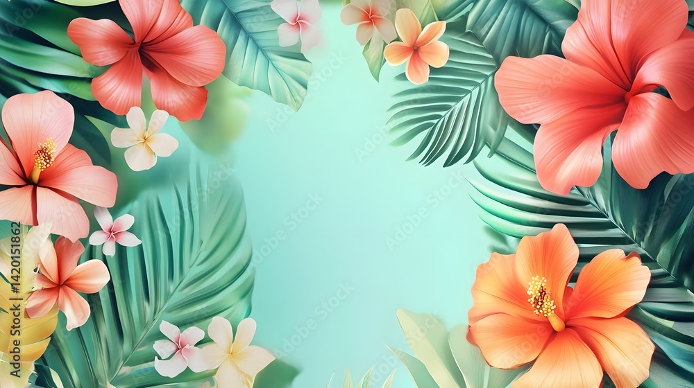Fototapeta premium Hello summer time heading design for banner or poster. Summer event concept