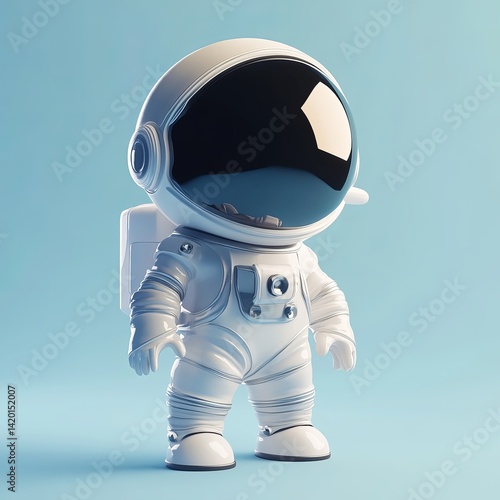 Wallpaper Mural Glossy 3D Astronaut Standing in Futuristic Style Torontodigital.ca