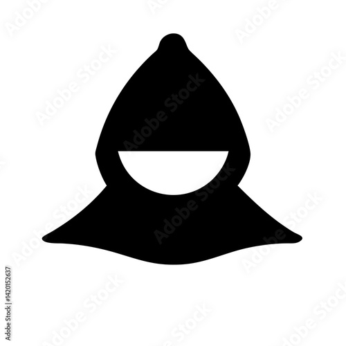 Vector graphic of a hooded figure silhouette for halloween costume design and spooky season themes