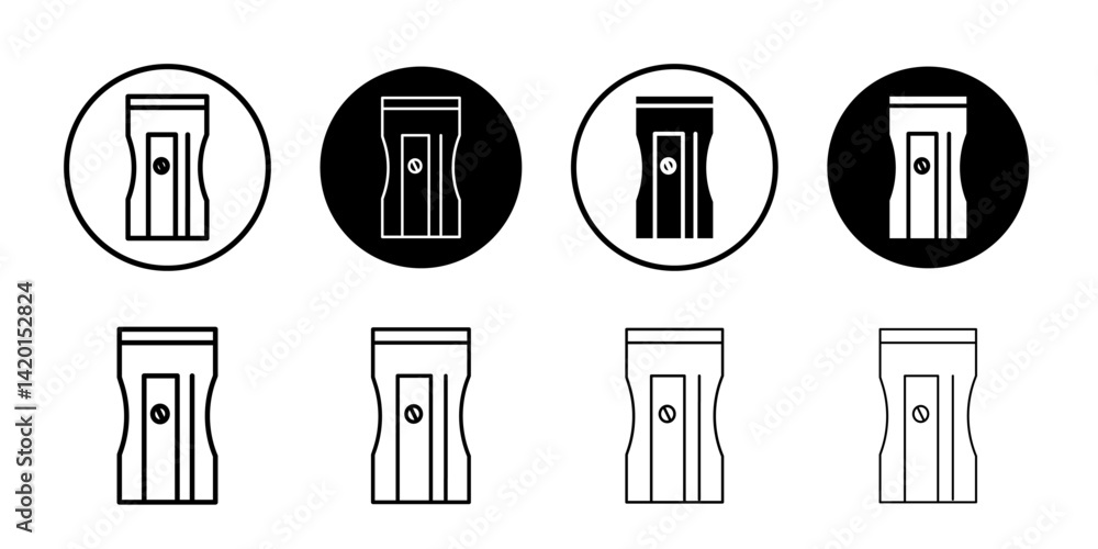 Pencil sharpener icon Flat simple outline set Pencil sharpener icon Flat simple outline set