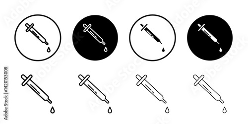 pipette icon Flat simple outline set
