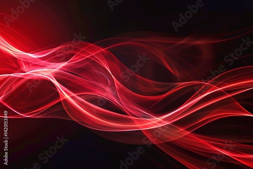 abstract red waves on black background, abstract red smoke lines background