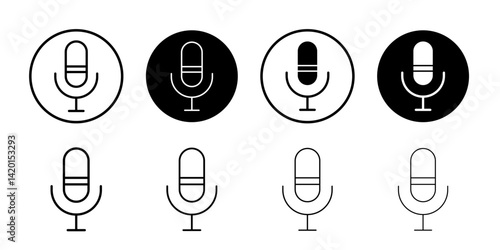 Podcast Icon Flat simple outline set