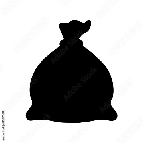 Isolated black bag sack vector illustration of money bag icon or santa bag silhouette design