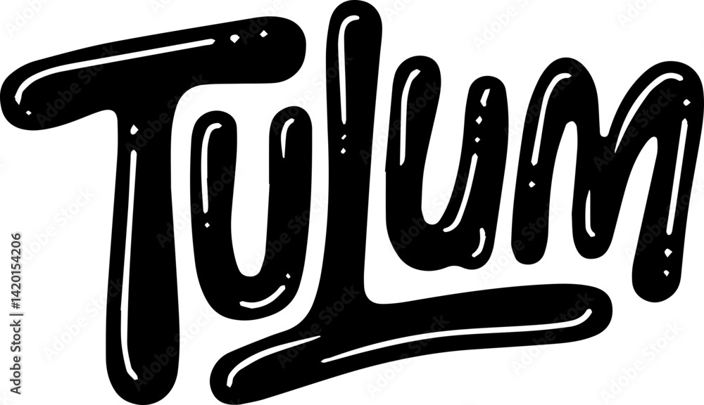 Obraz premium Tulum Mexico Handwritten Text Logo