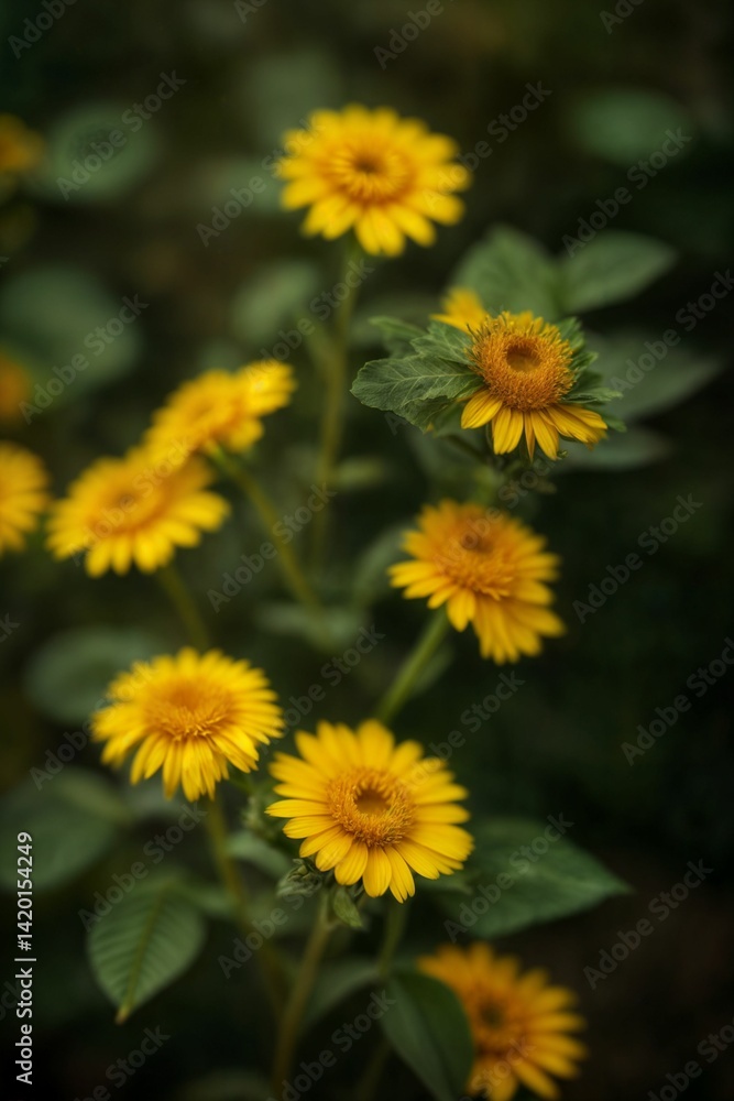yellow dandelions on green background