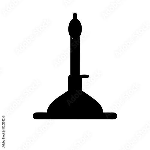 Black plunger tool vector illustration plumbing drain cleaning unclogging equipment silhouette design graphic art