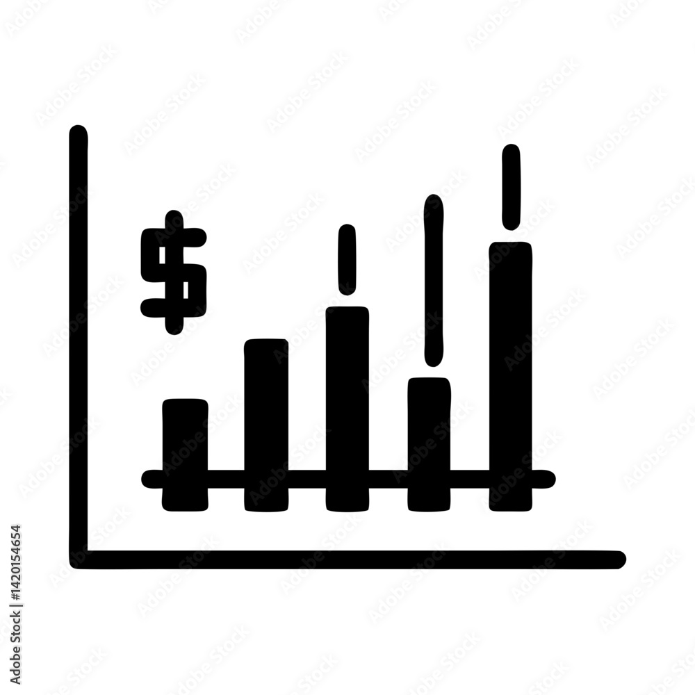 Financial chart showing growth and profit with dollar sign for business and investment success Financial chart showing growth and profit with dollar sign for business and investment success