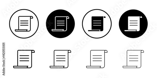 Script icon Flat simple outline set