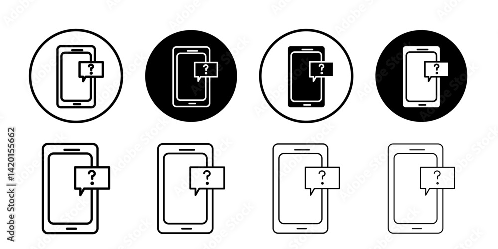 Smartphone Help and Support icon Flat simple outline set Smartphone Help and Support icon Flat simple outline set