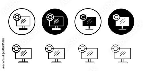 Soccer Live Match On TV icon Flat simple outline set