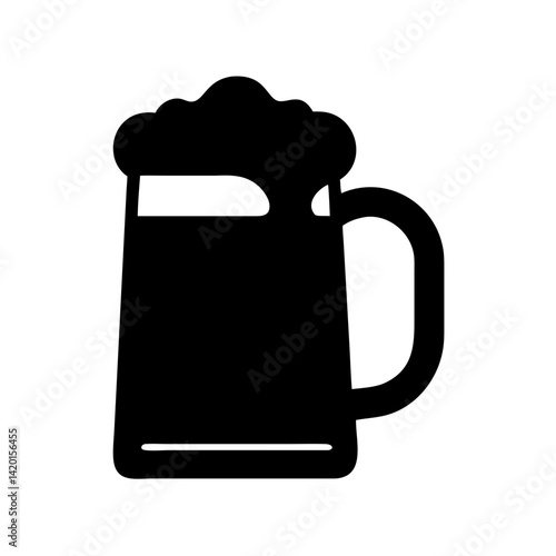 Illustration of a beer mug with foam drink alcohol beverage bar pub party celebration oktoberfest