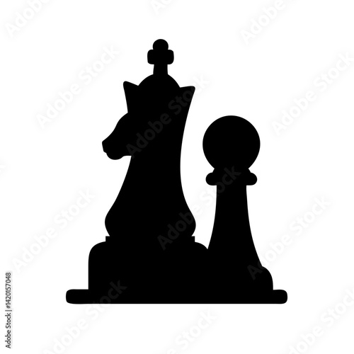 Chess king and pawn strategy game piece silhouette strategic boardgame tournament competition
