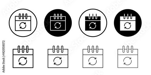 Update Calendar icon Flat simple outline set