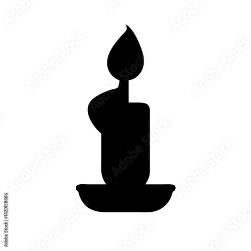 Candle light flame burning wax wick fire holiday decoration black silhouette vector graphic design