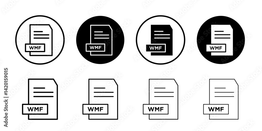 WMF File Document Icon Flat simple outline set WMF File Document Icon Flat simple outline set