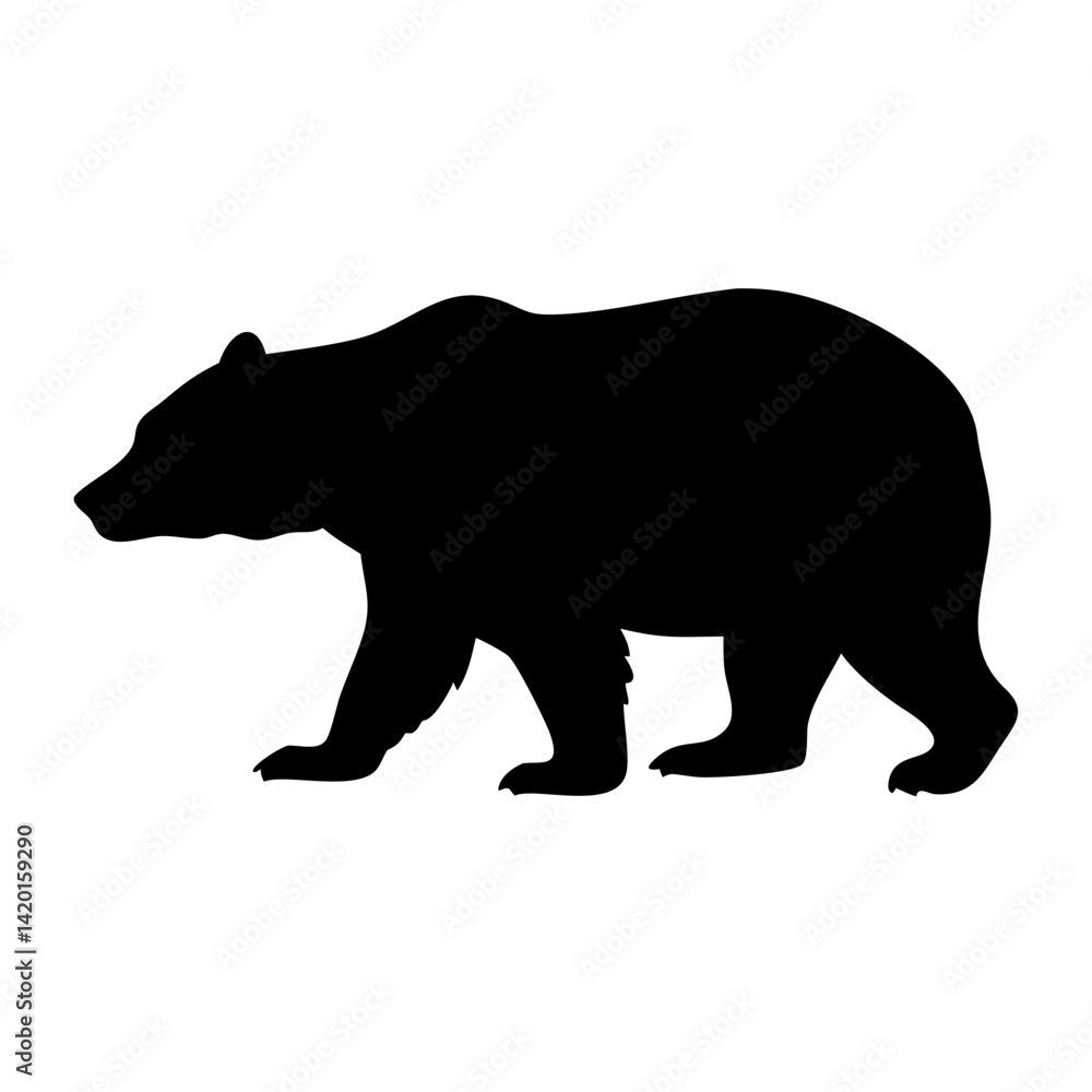 Fototapeta premium Black bear silhouette vector illustration wildlife animal mammal nature grizzly bear walking image