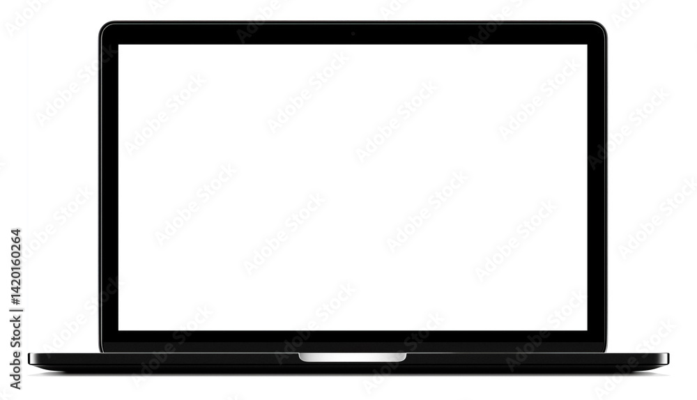 Sleek laptop mockup with blank white screen content application user interface Sleek laptop mockup with blank white screen content application user interface