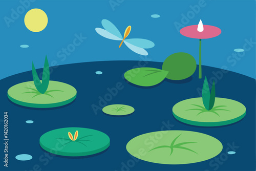 water lilies in the pond