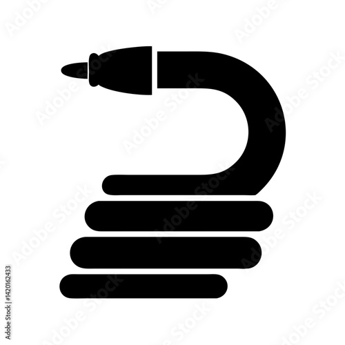 Black coiled garden hose vector illustration for irrigation and watering equipment design needs