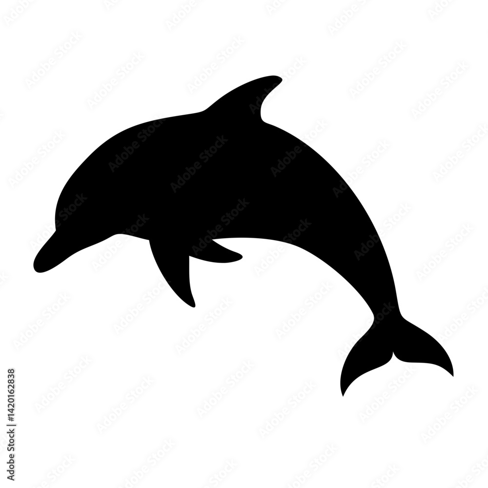 Fototapeta premium Dolphin silhouette vector graphic for ocean animal illustration and marine life design projects use free