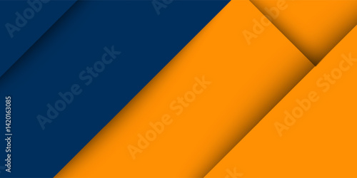 Abstract geometric dark blue and orange square theme overlap background arts modern