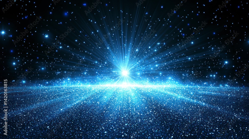 Sparkling lights burst from a central point Sparkling lights burst from a central point