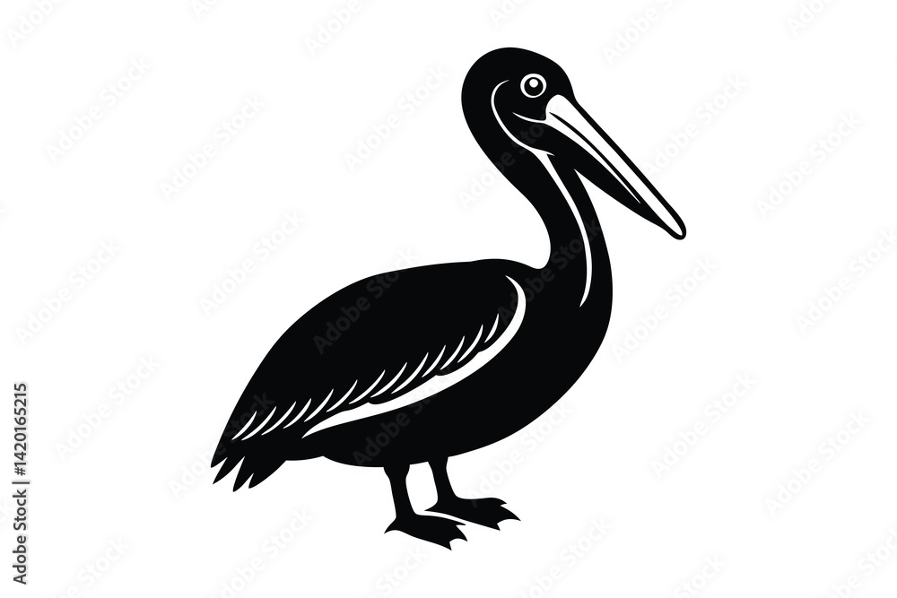 Obraz premium pelican bird silhouette vector illustration on white background