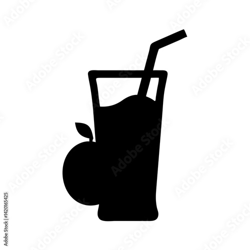 Apple juice glass vector icon illustration for healthy drink and beverage concept graphic design element