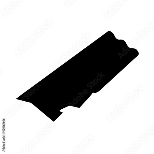 Black silhouette of a torn piece of paper or ticket stub for design and creative projects use cases