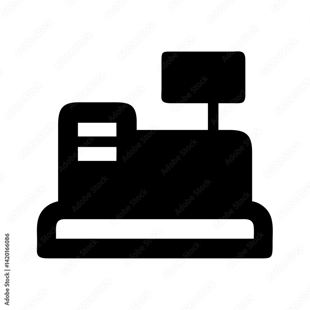 Cash register till point of sale machine checkout counter transaction business equipment icon vector Cash register till point of sale machine checkout counter transaction business equipment icon vector
