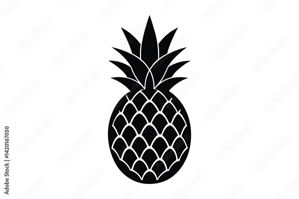 pineapple silhouette vector illustration isolated on white background pineapple silhouette vector illustration isolated on white background