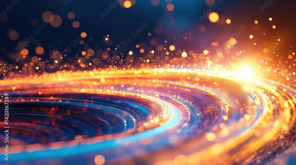 Abstract futuristic background with blue-orange data lines in motion Abstract futuristic background with blue-orange data lines in motion