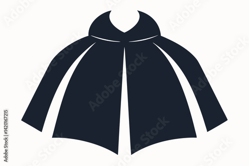 Stylized minimalist cape with a collar and curved edges design