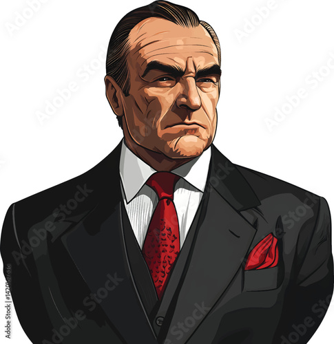 An isolated portrait of a handsome big boss in business, vector, png