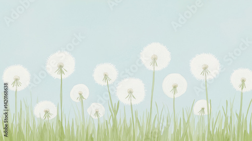 Obraz na płótnie Dandelion seed puffs in a field. w salonie